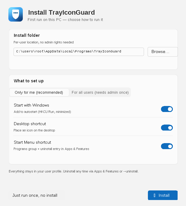 Setup wizard